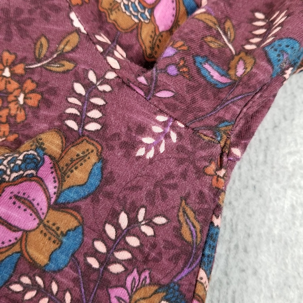 Vintage America Top Women L Large Purple Floral Boho Peasant Blouse Long Sleeve - Picture 8 of 12